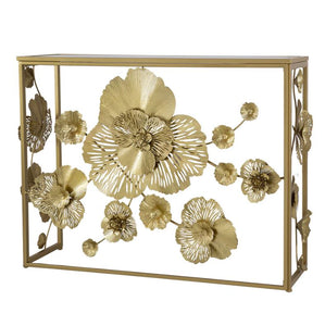 FLORET MIRRORED METAL CONSOLE TABLE