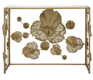 FLORET MIRRORED METAL CONSOLE TABLE