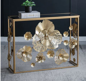 FLORET MIRRORED METAL CONSOLE TABLE