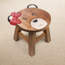 Load image into Gallery viewer, Children&#39;s Wooden Stool BEAR Lady Chair Toddlers Step sitting Stool.
