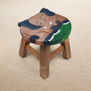 Kids Wooden Stool Elephant Children Chair Toddler Step Stool.