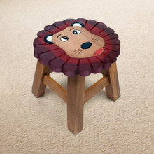 Load image into Gallery viewer, Children&#39;s Wooden Stool LION Themed Chair Toddlers Step sitting Stool
