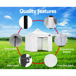 Instahut Gazebo Pop Up Marquee 3x3m Folding Wedding Tent Gazebos Shade White