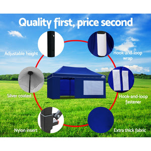 Gazebo Pop Up Marquee 3x6m Folding Wedding Tent Gazebos Shade Blue