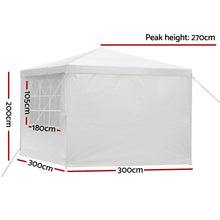 Load image into Gallery viewer, Instahut Gazebo 3x3m Outdoor Marquee Side Wall Party Wedding Tent Camping White 4 Panel
