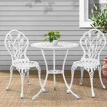 Load image into Gallery viewer, Gardeon 3PC Outdoor Setting Cast Aluminium Bistro Table Chair Patio White
