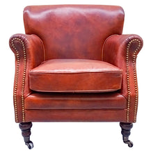 Load image into Gallery viewer, Traditional club style vintage leather armchair, a great eclectic piece.
