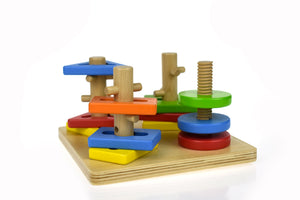 Wooden Puzzle Activity Geometric Shapes Rotate and Sorter activity puzzle_Rec. Age 18 Months +