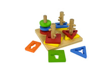 Load image into Gallery viewer, Wooden Puzzle Activity Geometric Shapes Rotate and Sorter activity puzzle_Rec. Age 18 Months +
