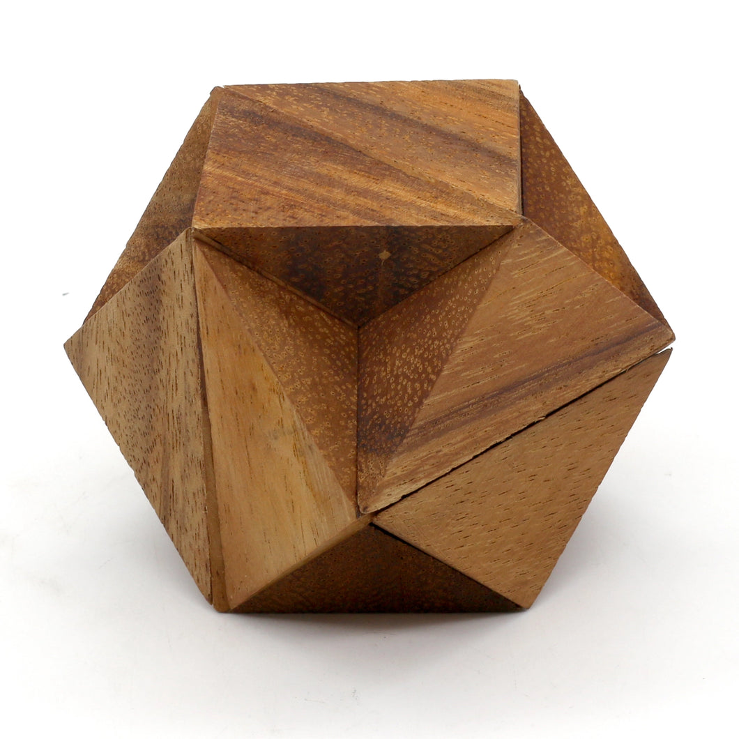 Wooden brain teaser puzzle, 3D wood puzzle, handmade-Star Shape challenge