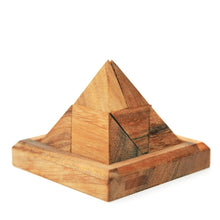 Load image into Gallery viewer, Triangle Pyramid wood 9 piece puzzle 3D hand made wooden Puzzles - mini size for kids, adults and travel
