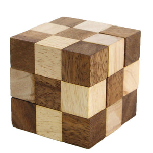 3 individual brainteaser wooden puzzles in a gift wooden box