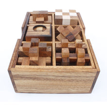 Load image into Gallery viewer, 6 unique hand made wooden brainteaser Puzzles in beautiful Gift Box -for kids or adults_-Sold out Model 6266
