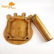 Load image into Gallery viewer, Kids Wooden Table + 2 stools Set Giraffe &amp; Sheep themed- hand carved Timber Children Furniture
