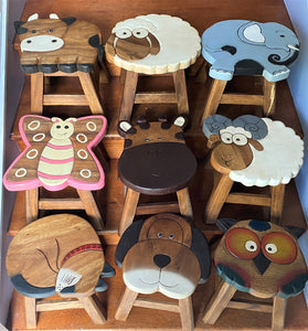 Kids Chair Wooden Stool Animal COW Theme Children’s Chair and Toddlers Stepping Stool.