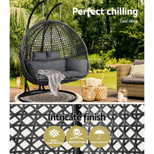 Load image into Gallery viewer, Gardeon Outdoor Double Hanging Swing Chair - Black
