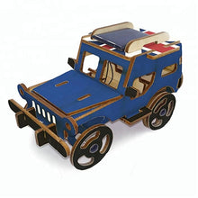 Load image into Gallery viewer, Model kit  4 x 4 Jeep Car solar power and motor 3D Ply Wood -craft kit- ages 3+
