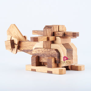 Brainteaser wood puzzle Helicopter - 3D Interlocking wooden puzzle