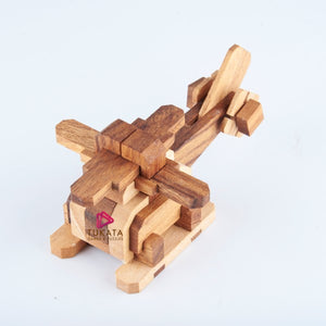 Brainteaser wood puzzle Helicopter - 3D Interlocking wooden puzzle