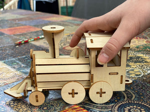 Model kit locomotive train Kids wood model toy with paint set-plywood DIY kit