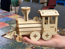 Load image into Gallery viewer, Model kit locomotive train Kids wood model toy with paint set-plywood DIY kit
