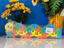 Load image into Gallery viewer, Puzzle for toddlers- Wooden animal themed puzzle  Caterpillar
