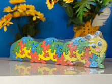 Load image into Gallery viewer, Puzzle for toddlers- Wooden animal themed puzzle  Caterpillar
