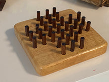 Load image into Gallery viewer, SOLITAIRE mini travel kit wood BRAINTEASER PUZZLE 10X10CM.
