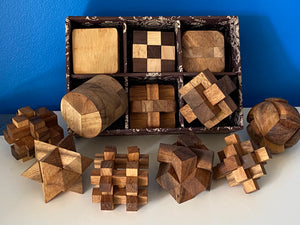 brainteaser 12 puzzles set Wood in a gift box for kids or adults