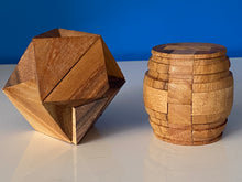 Load image into Gallery viewer, Wooden brain teaser 2 puzzles handmade-barrel and star bundle

