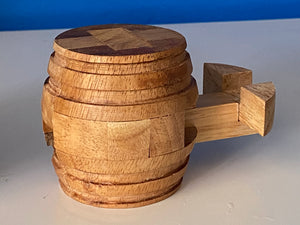 Barrel wood puzzle 3D hand made wooden  - for kids or adults
