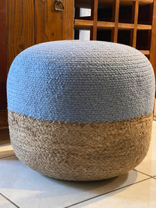 Henri Ottoman 45X45X40cm - Natural Steel Blue.