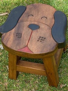 Kids Chair Wooden Stool DOG Theme Children’s Chair and Toddlers Stepping Stool.