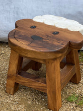 Load image into Gallery viewer, Children&#39;s Wooden Stool Smiling Sheep Themed Chair Toddlers Step sitting Stool
