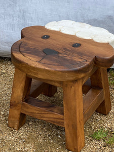 Children's Wooden Stool Smiling Sheep Themed Chair Toddlers Step sitting Stool