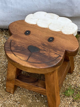 Load image into Gallery viewer, Children&#39;s Wooden Stool Smiling Sheep Themed Chair Toddlers Step sitting Stool
