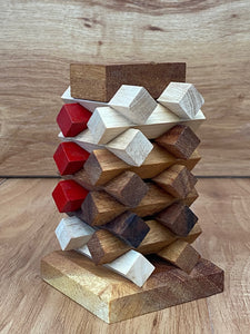 Wooden stacking brainteaser puzzle