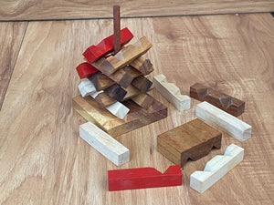 Wooden stacking brainteaser puzzle