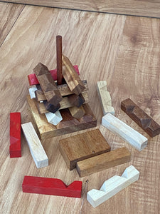 Wooden stacking brainteaser puzzle