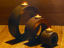 Load image into Gallery viewer, Candle holder set of 3 concentric wooden designed stye
