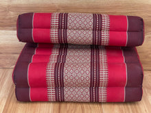 Load image into Gallery viewer, Thai kapok cushion3-Fold Zafu Meditation Cushion Set Thai Kapok Filled Floor Mat-RED.
