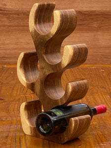 Wine Rack Carved Wood 6 bottle Wine Storage-Acacia Wood handcrafted