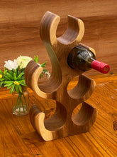 Load image into Gallery viewer, Wine Rack Carved Wood 6 bottle Wine Storage-Acacia Wood handcrafted
