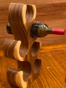 Wine Rack Carved Wood 6 bottle Wine Storage-Acacia Wood handcrafted
