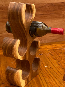 Wine Rack Carved Wood 6 bottle Wine Storage-Acacia Wood handcrafted