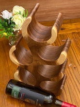 Load image into Gallery viewer, Wine Rack Carved Wood 6 bottle Wine Storage-Acacia Wood handcrafted
