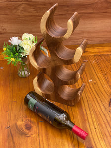 Wine Rack Carved Wood 6 bottle Wine Storage-Acacia Wood handcrafted