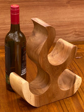 Load image into Gallery viewer, Wine Rack Carved Wood 3 bottle Wine Storage-Acacia Wood handcrafted
