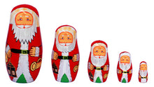 Load image into Gallery viewer, Wooden Nesting Dolls 5 pcs - Santa Claus design.
