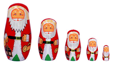 Wooden Nesting Dolls 5 pcs - Santa Claus design.